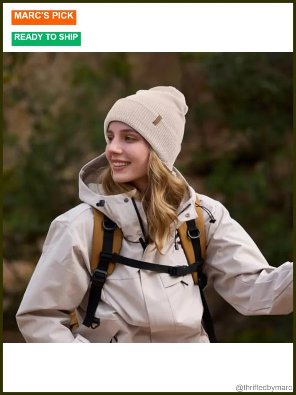 Merino Wool Blend Beanie, Warm Knit Hat for Ski Hiking & Outdoor, Slouch or